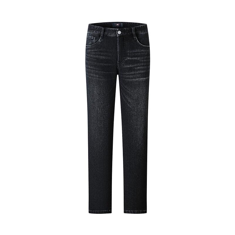 SEPTWOLVES Men's Winter Warm Fleece-Lined Straight-Leg Jeans