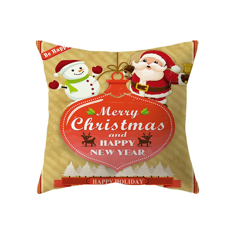 Merry Christmas Santa Claus Print Pattern Cushion Cover Home Living Room Sofa Decoration Square Pillow Pillow Cover