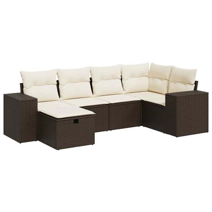 VidaXL Garden Furniture Set with Cushions 6 Pcs Brown Braided Resin 3325689