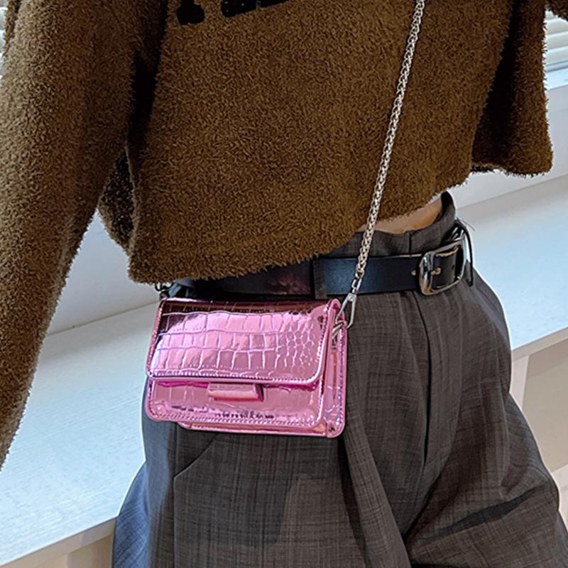 Women Shoulder Handbags Crocodile Pattern PU Leather Trend Designer Chain Hasp Bags Coin Purse Mini Single Square Bag ARI