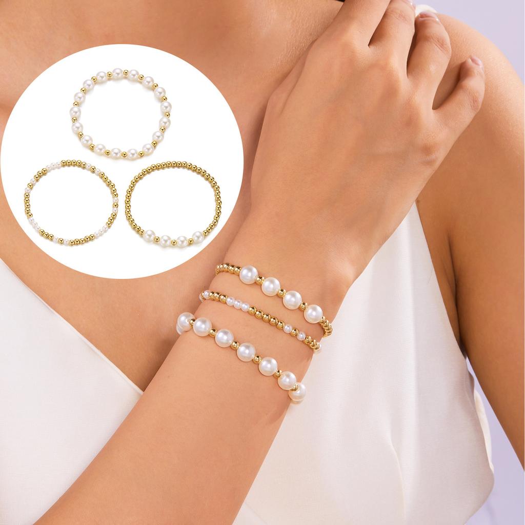 Bracelet women's high sense creative imitation pearl love beaded bracelet fashion stacking combination set bracelet