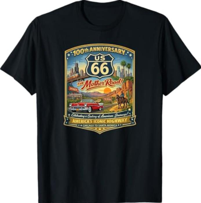 Vintage Highway 66 Road Trip Graphic Shirt S разноцветный