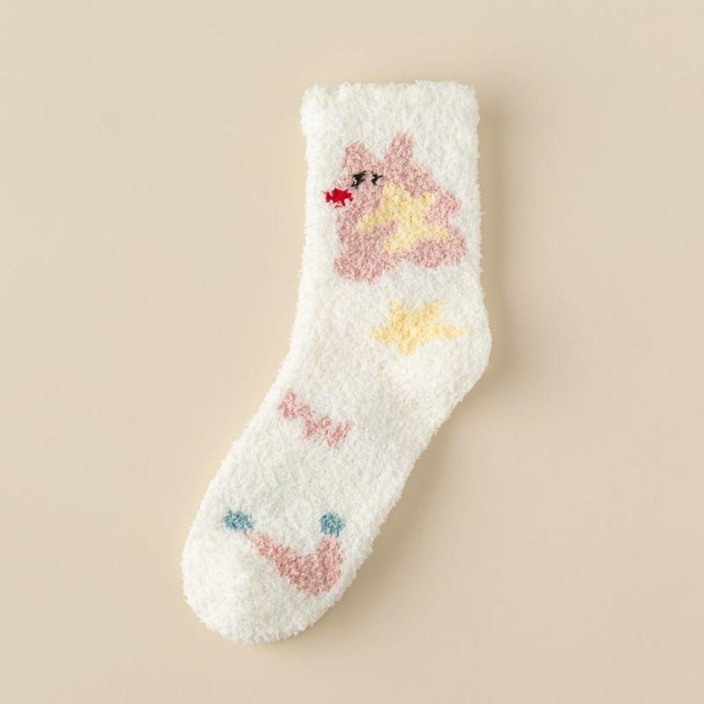 Warm Cotton Socks Winter Floor Socks Sleep Socks Coral Velvet Socks  Women