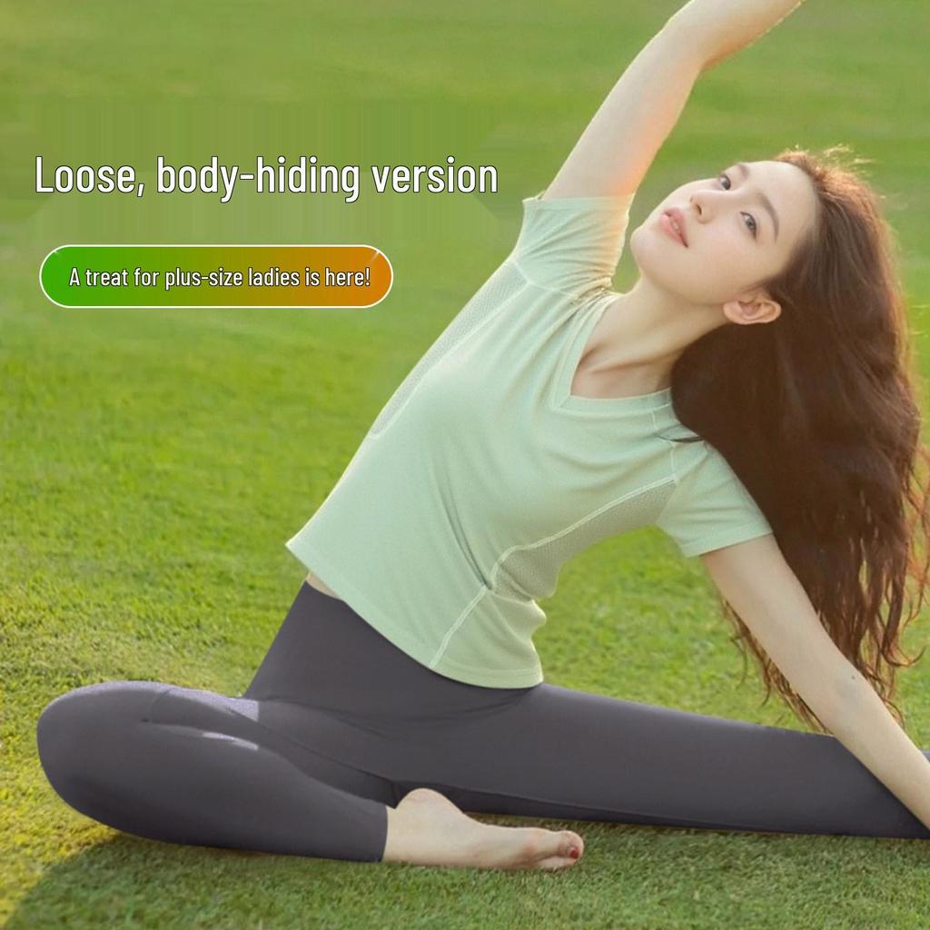 Women's Quick-Dry Breathable Yoga Suit Set - Stunning Pilates Training Short Sleeve Top for 2026