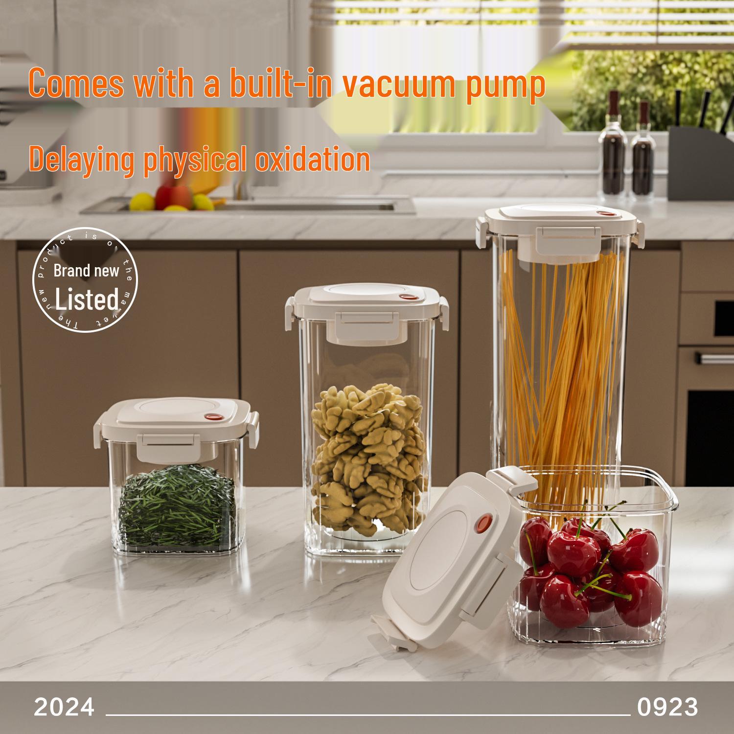 Home Vacuum Seal Jar: Press-Type Storage for Dried Tangerine Peel, Medicinal Herbs, Coffee Beans - Food-Grade Freshness Preservation. 650ML capacity белый