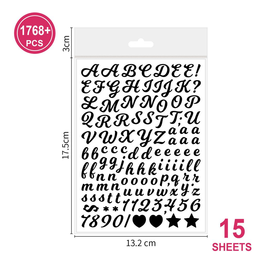 0.5-inch English Letter Sticker Ins Wind Small Size Waterproof Card Decorative Digital Letter Hand Account Sticker