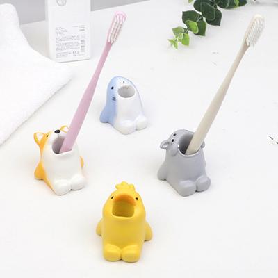 Cartoon Animal Toothbrush Holder Resin Bathroom Organizer Stand for Toothbrushes Paste Adorable Desk Decor for Sink Countertop Multi-Purpose Storage