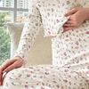 Women's Floral Long Sleeve Pajama Set Crop Top And Wide Leg Pants Sleepwear Set Casual 2 Piece Pjs Lounge Set