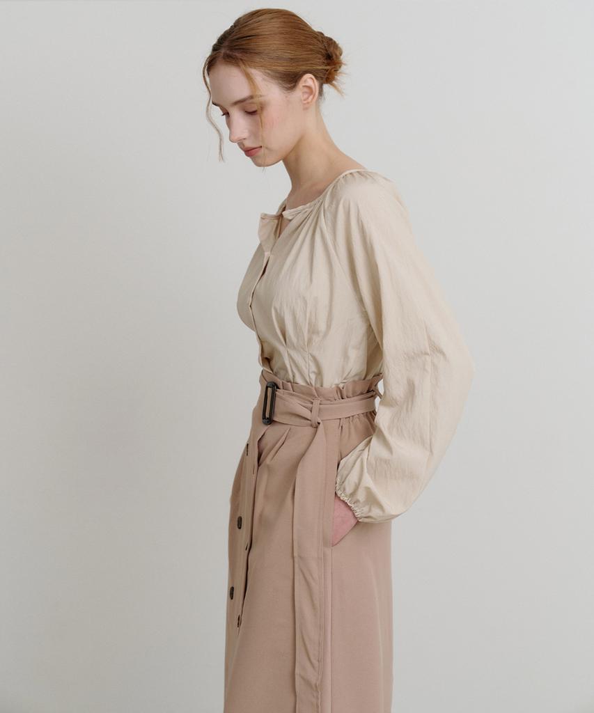 Bye Bye Seop Trench Long Skirt Beige [T53]