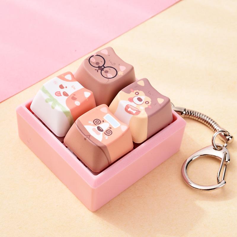 Cute Dog Squeeze Keychain Creative Stress Relief Fidget Pendant Mini Sensory Toy for Handbags Kids Party Gifts