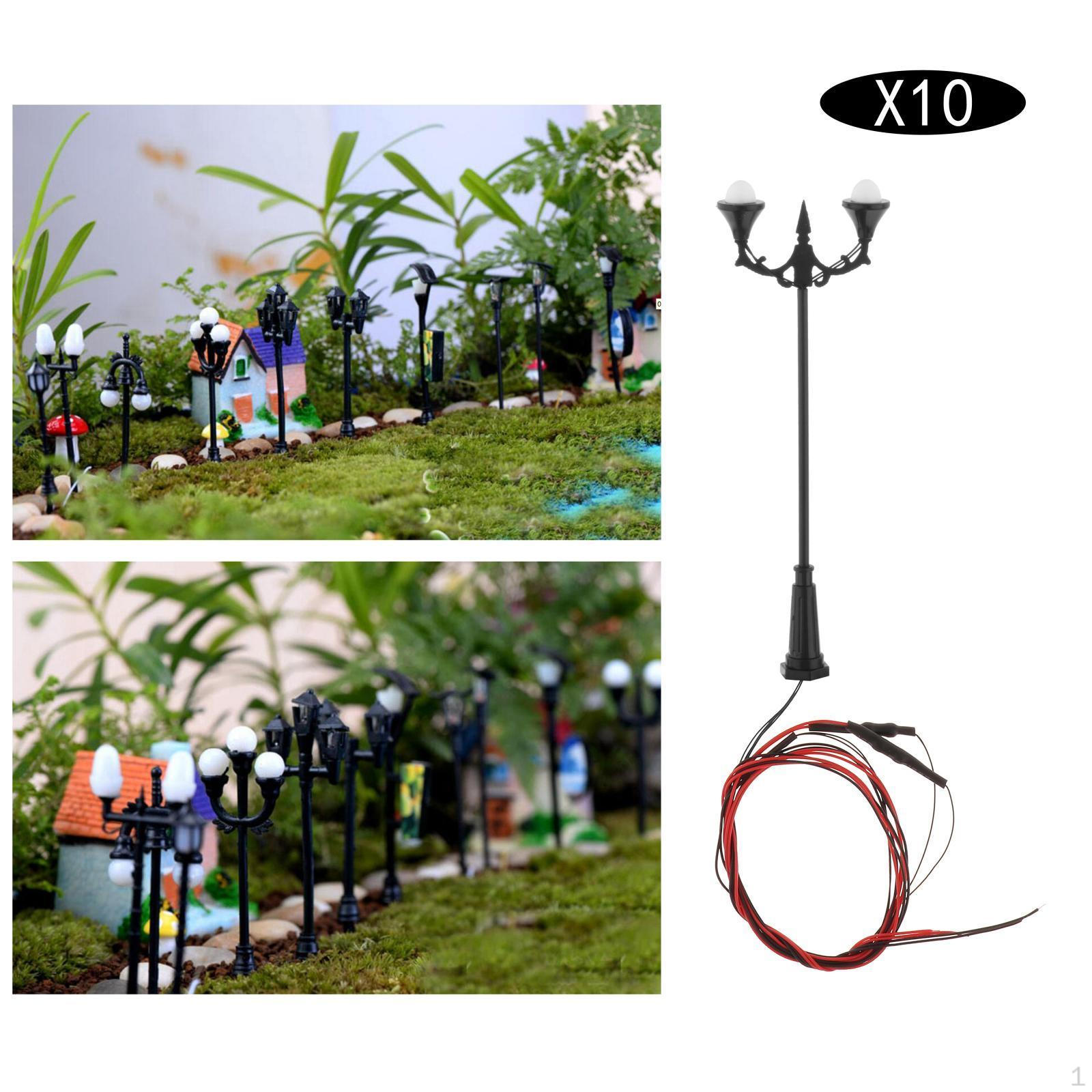

10 Pieces 1:100 Mini Street Lights Miniature Garden Lamp Decor Adornment Accessory теплим білим кольором