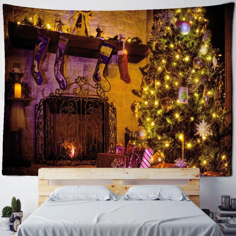 Christmas Theme Snowman Pattern Tapestry Living Room Sofa Home Decor Tapestry