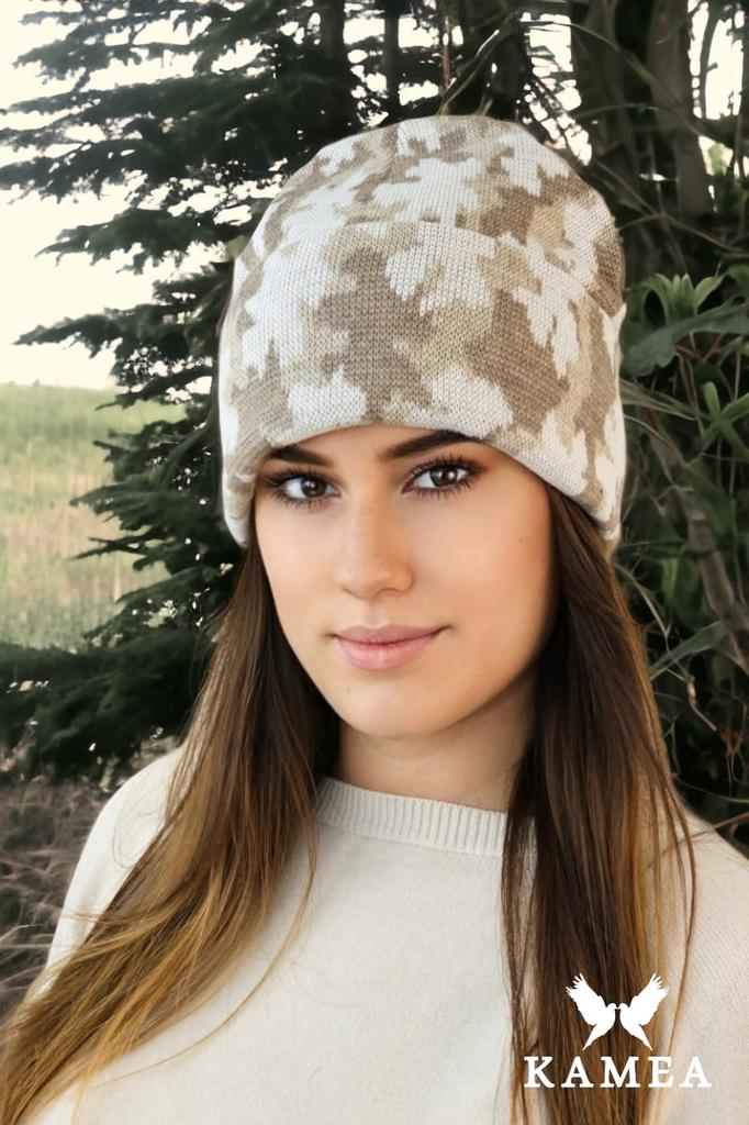 Ventura Winter Camo Beanie Hat, Ecru Color