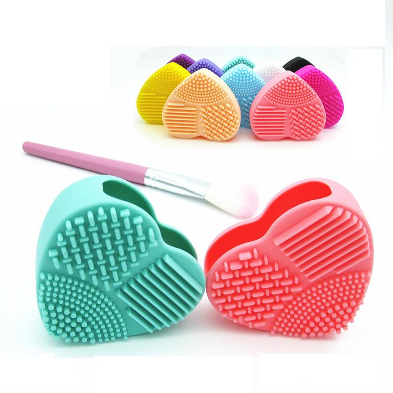 Heart Silicone Make Up Brush Cleaner Wash Scrubber Board Cosmetic Pad Clean