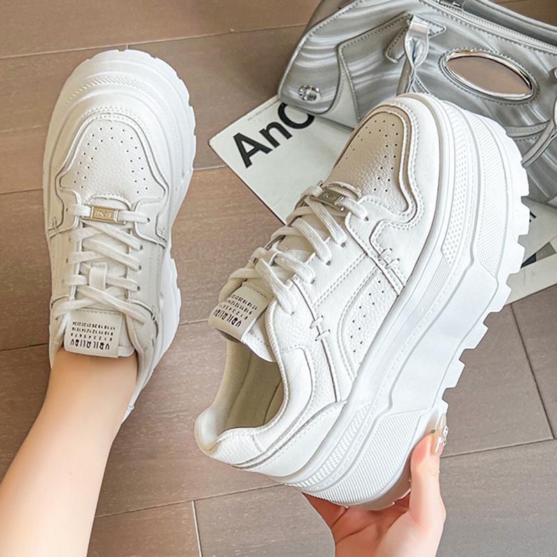 Women 8 CM Platform Sneakers Casual Outdoor Simple Design Skateboard Comfortable Lace Up Sneakers Running Sports Shoes Female 40
