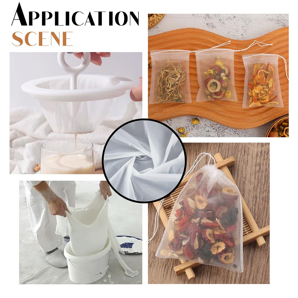 BENECREAT 2m Fine Filter Mesh Nylon Fabric Netting Material Filtration Net DIY Filter Bag for Home Brewing, Soy Milk Juice Filter, Industrial Filter,