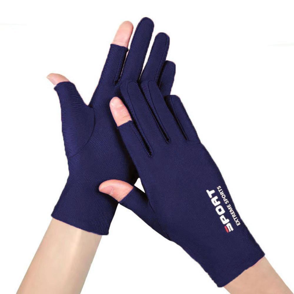Sunscreen Gloves Men and Women Driving Sweat Fishing Touch Screen Ice Silk Gloves Non-slip Dew Two-finger Riding Half-finger Gloves