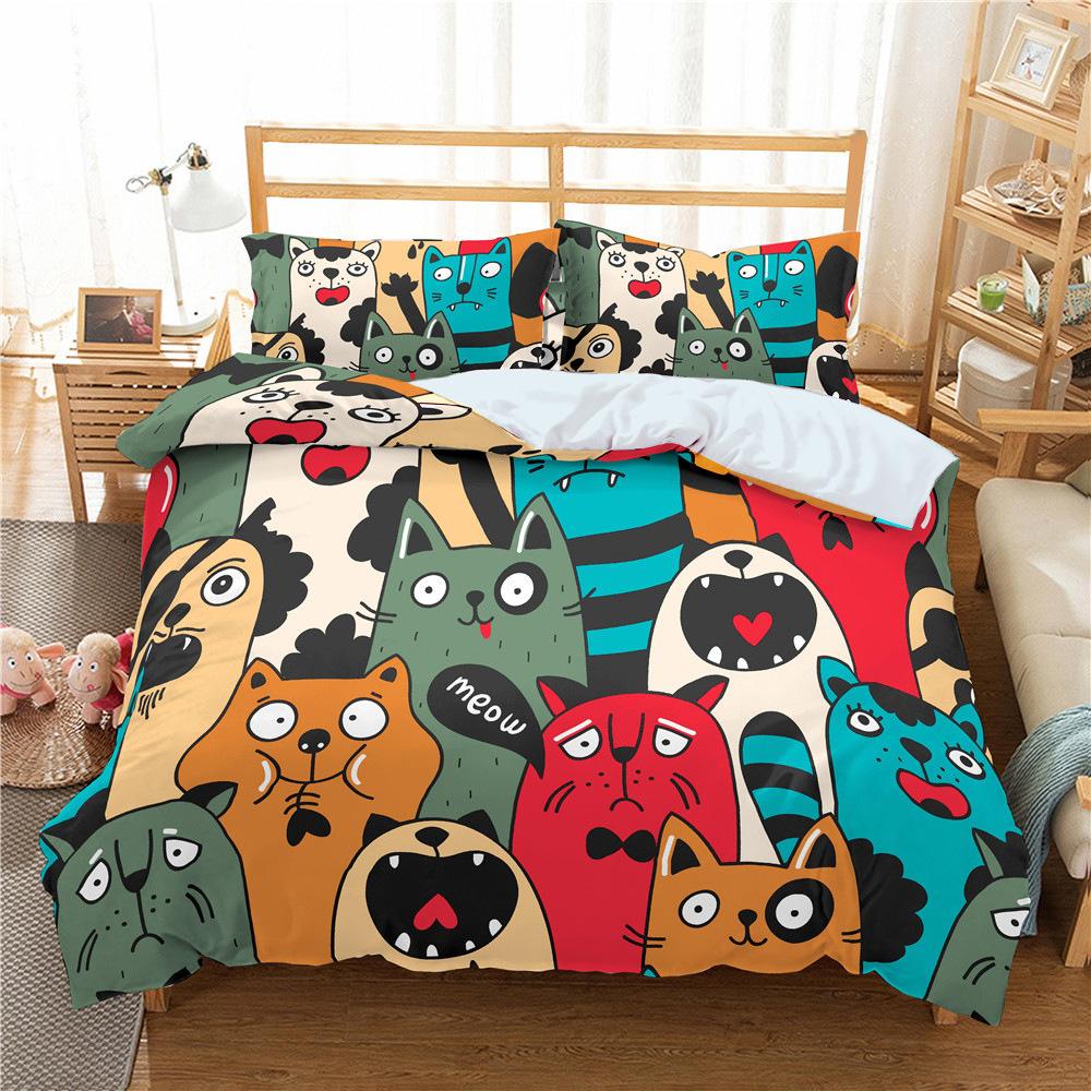

Three-Piece 3D Digital Cartoon Graffiti Pattern Printing Quilt Cover Bedding 70 * 133