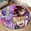 Black Clover Round Area Rug Carpet Rug For Living Room Bedroom Sofa Playroom Decor Nonslip Floor Mat