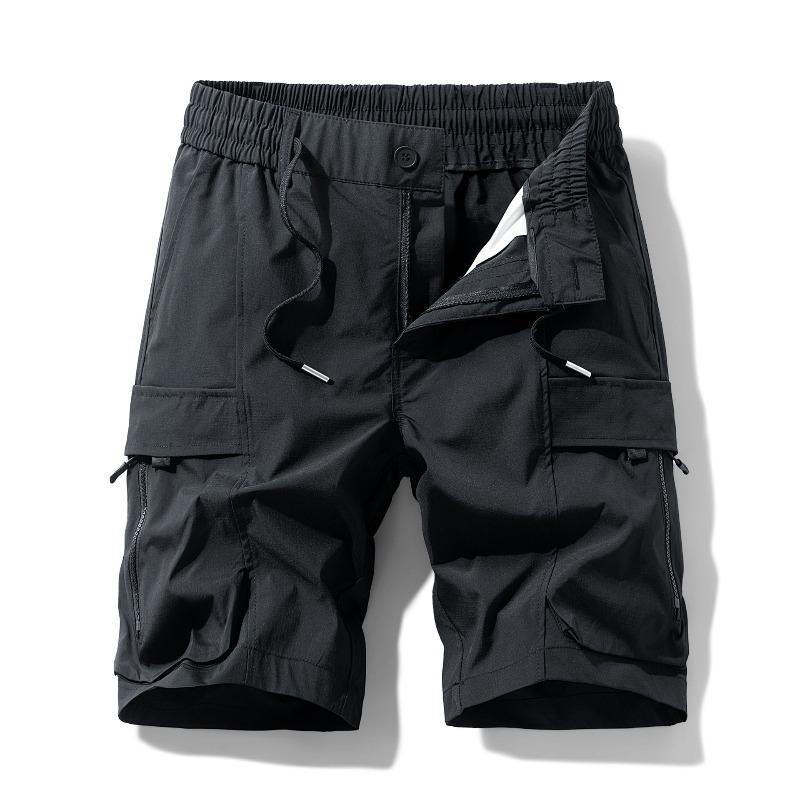 

Летний мужской ретро комбинезон, выстиранный, прямой, однотонный, пятиточечные средние брюки, повседневные шорты мужские XXL чёрный
