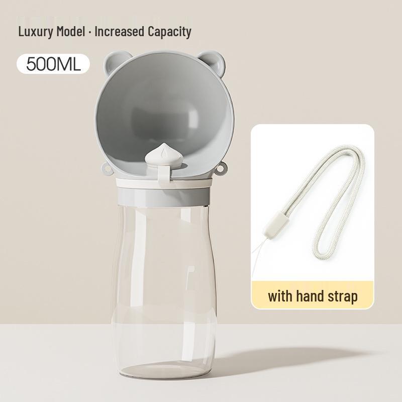 Portable Cute Bear Head Pet Water and Food Dispenser for Outdoor Travel
