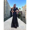 Sexy White Lace Women Dress Turtleneck Tassel Sleeve Slim Naked Waist Hollow Out Long Dress Summer Beach Female Knit Robe
