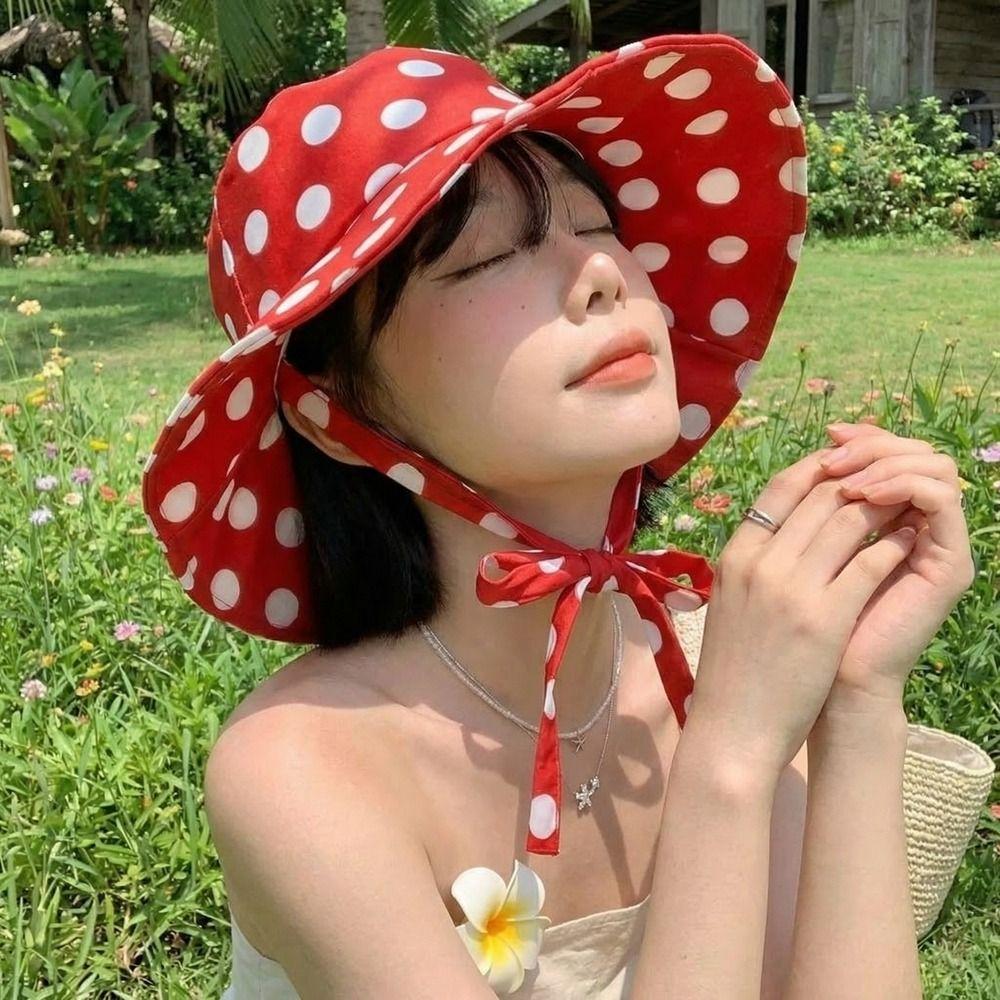 Lace Women Fisherman Hat Red Bucket Hat Fashion Summer Sun Hat  Beach