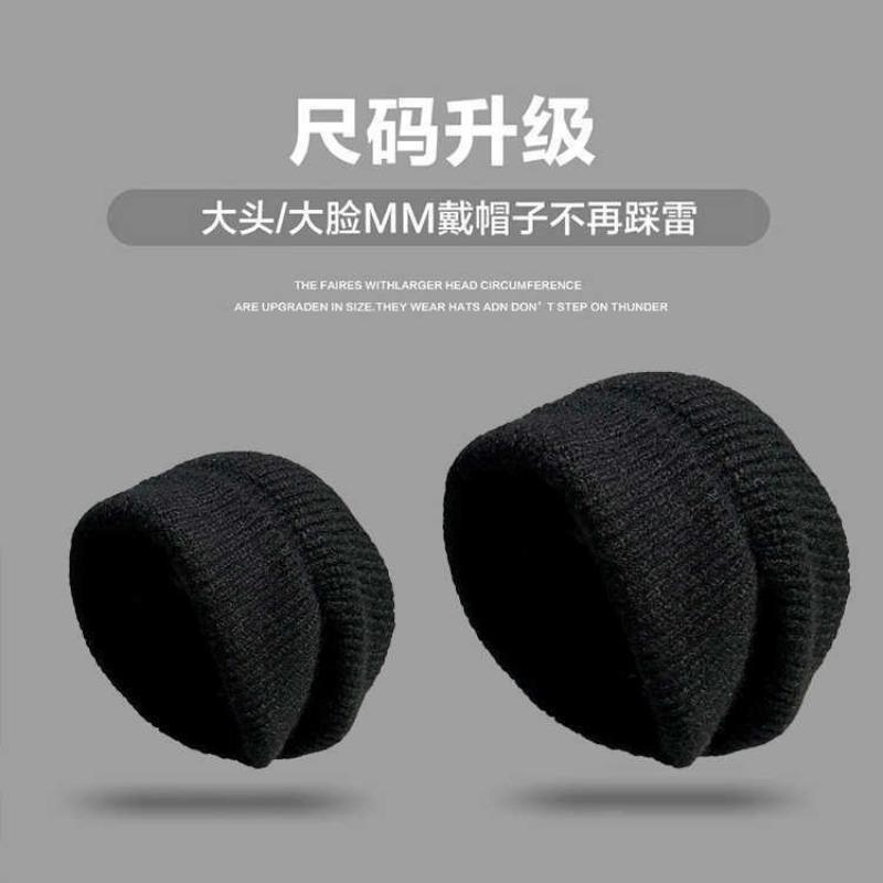 Autumn and Winter Hats Women's Big Head Circumference Knitted Hats Fashionable Versatile Ear Protectors Wool Hats Warm Windproof Cold Hats