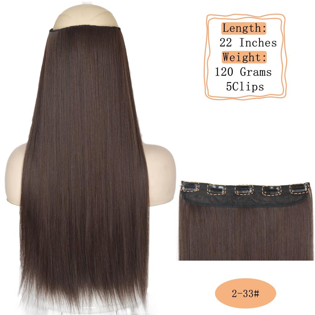 MERISIHAIR Langt rett syntetisk hårforlengelse 5 klips inn høytemperatur 22 tommer 120 g fiberhår for kvinner