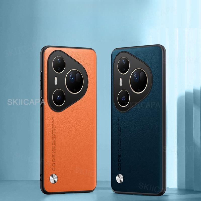 Plain Leather Phone Case for HUAWEI Pura 80 Ultra 80Pro + Matte Silicone Soft Bumper Cover Cases For Pura 70 Ultra 70 Pro Plus