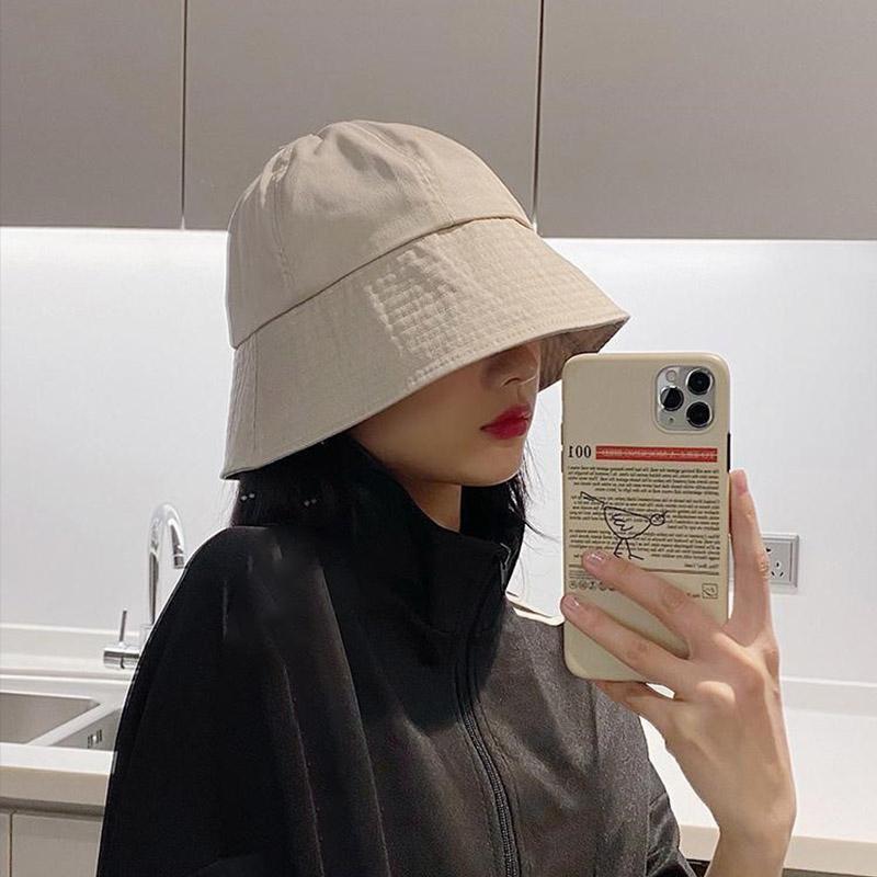 

Summer Women Bucket Hat Solid Color Cotton Foldable Panama Cap Outdoor Casual Lady Girl Sun Visor Cap One Size