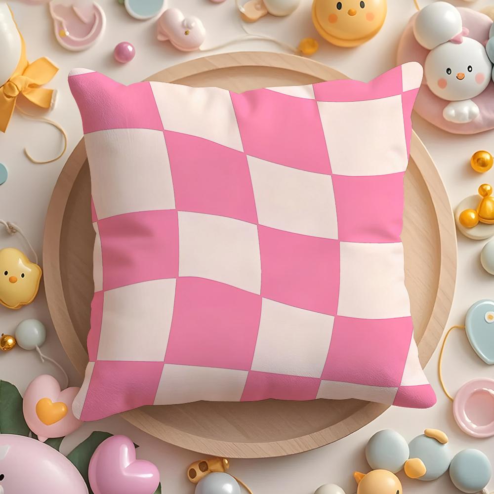 Space Distortion Grid Diagram Cushion Cover Short Plush DoubleSided Printing Home Machine Washable In Warm Winter Pillow Cover