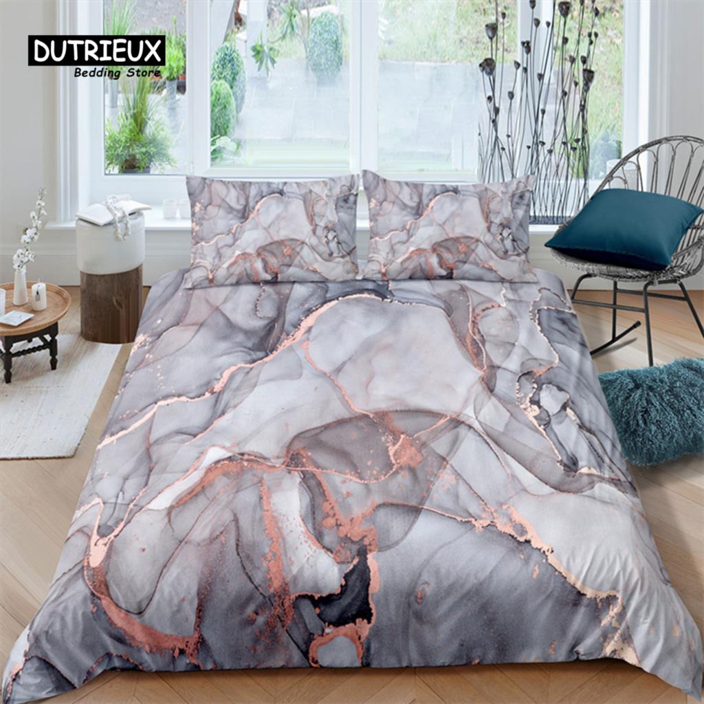 Luxury 3D Marble Print Home Living Comfortable Duvet Cover Set Pillowcase Kid Bedding Set Queen and King EU/US/AU/UK Size