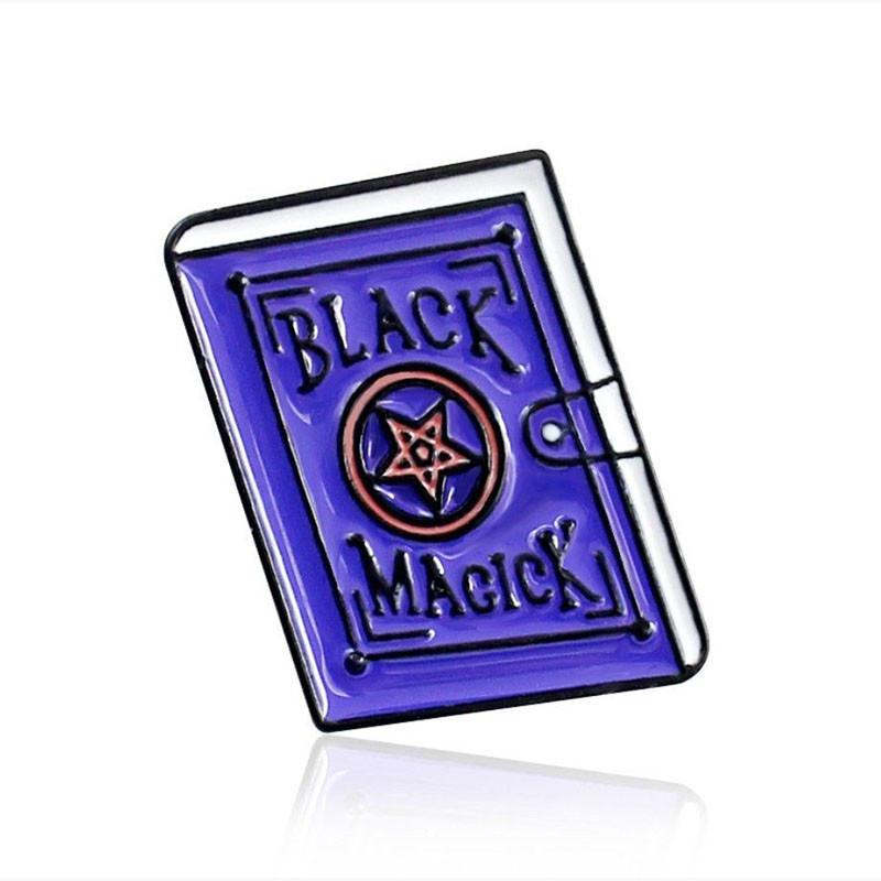 Premium Quality Enamel Brooch Featuring Witch Tools Skull Cat For Halloween