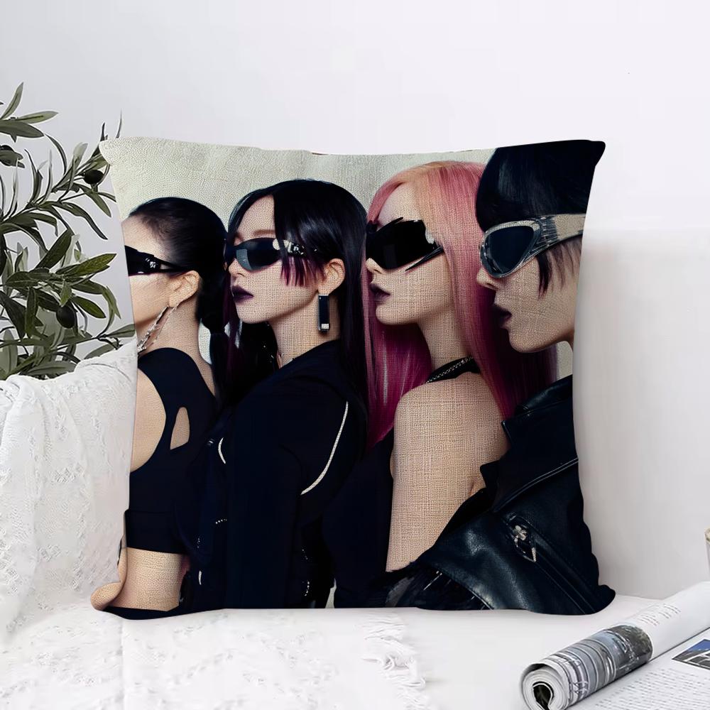 Hot Kpop AAespaS Whiplash Cushion Cover Breathable Linen Pillow Cover SkinFriendly Home Decor Pillowcase with Hidden Zipper