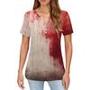 Women's T Shirt Halloween Print Button Short Sleeve Daily Weekend Fashion Basic V- Neck Regular Top