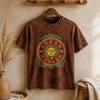 Nomad Sari Stonewashed Cotton T-Shirt - Sun & Zodiac - Brown - XL