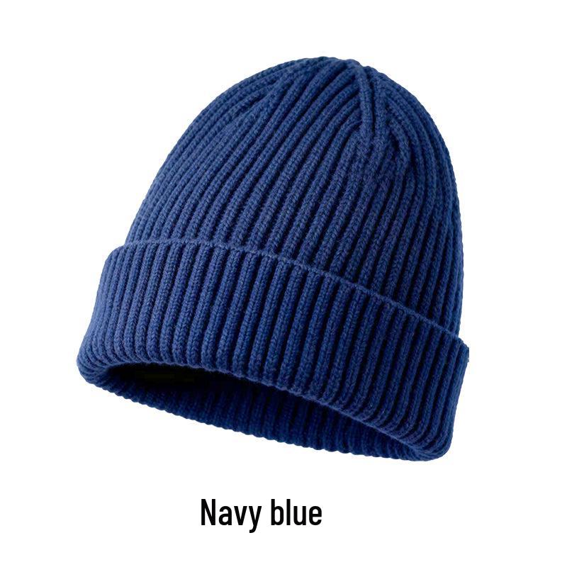 Unisex Seamless Knit Winter Hat: Warm, Large Brim, Ear Protection, Solid Color, Round Crown, Fits Large Heads.