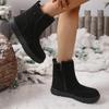 Faux Suede Zip Decor Work Boots Women Winter Warm Thicken Plush Thick Sole Snow Boots Comfort Non Slip Platform Casual Shoes