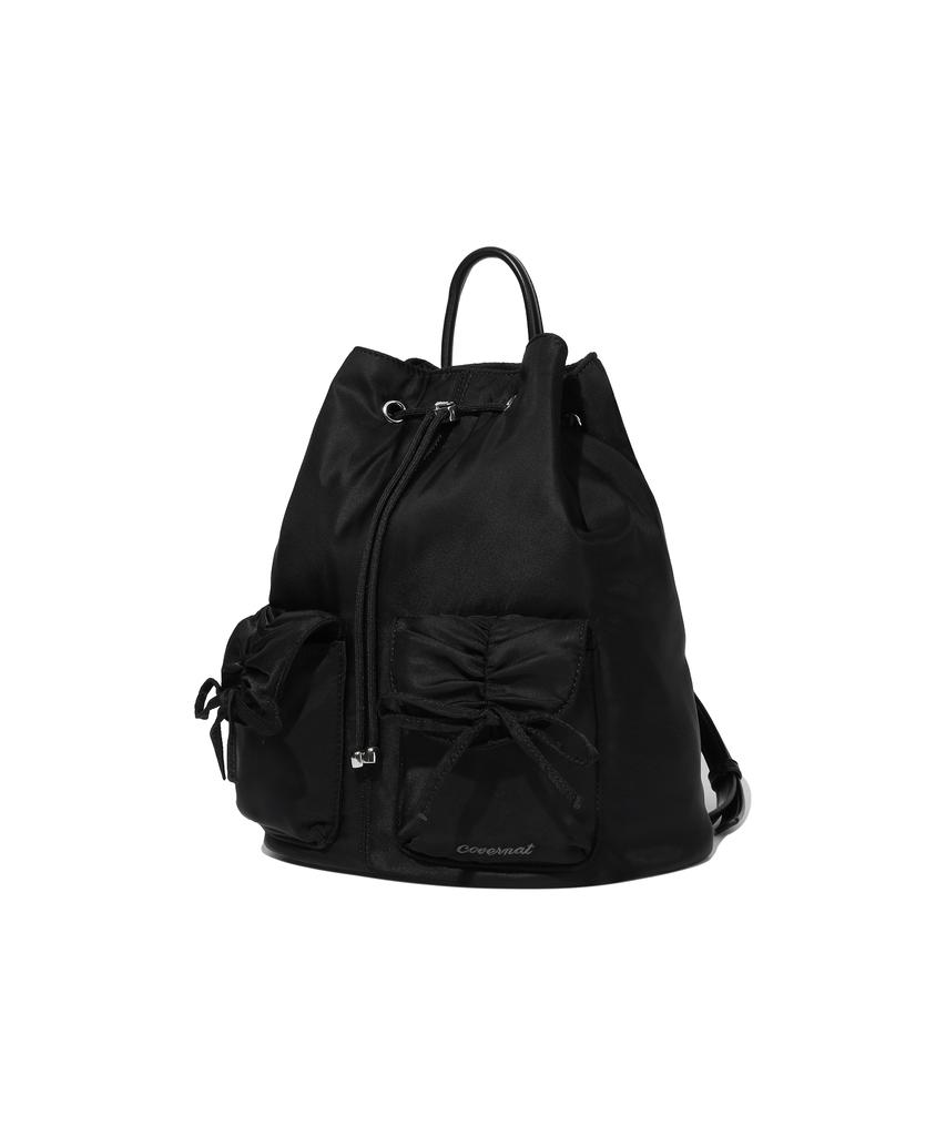 Covernat Woman Clover Heart Nylon Ribbon Backpack Black