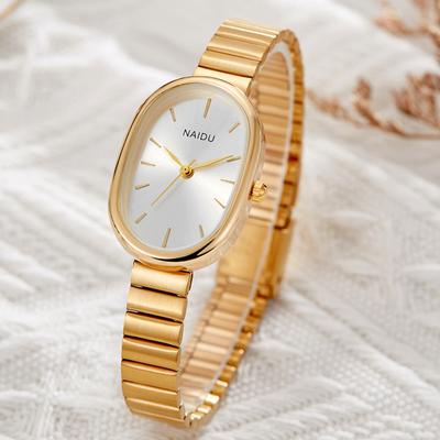Neue Kompakte Quarzuhr Ovales Zifferblatt Kette mit Koreanischer Version Damenuhr Faltschließe Uhr Kleid Damenuhr