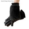 Thickened Suede Gloves For Women Cold Weather Winter Warm Gloves With Rabbit Faux Fur Can Detachable Thermal Lining Party Gloves