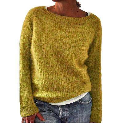Autumn and Winter Women's Sweater Solid Color Cozy Casual Knit Top