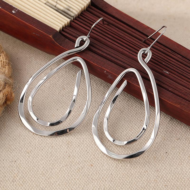 Irregular Spiral Swirl Drop Earrings For Women Silver Color Geometric Dangle Earring Fashion Jewelry Accessories