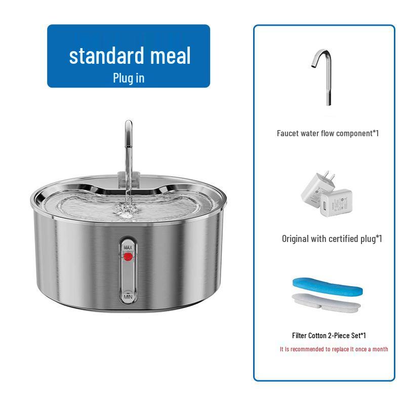Large Capacity Stainless Steel Pet Water Fountain with Circulating Filter for Cats and Dogs