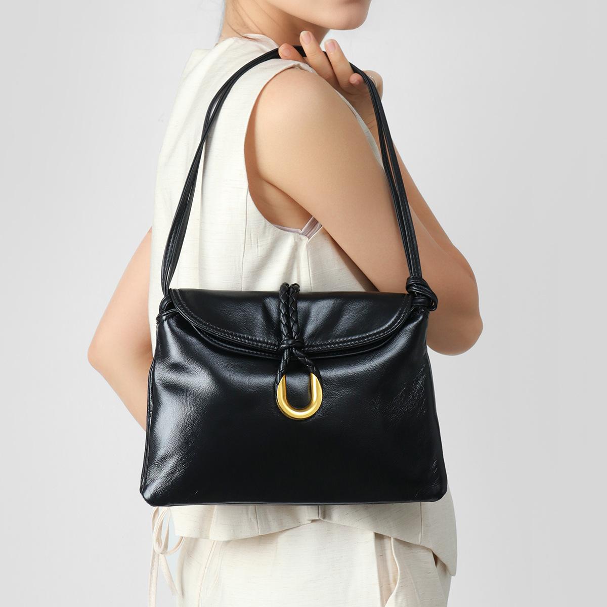 

Сумка-седло премиум-класса, сумка через плечо, универсальная женская сумка из коровьей кожи, сумка подмышку, женская сумка из натуральной кожи чёрный