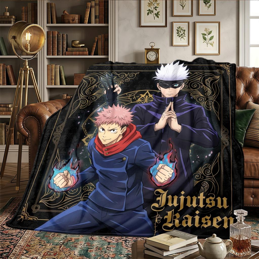 Jujutsu Kaisen Printed Warm Flannel Blanket Comfortable, Ideal for Bedrooms, Sofas, Beds, Chairs, Picnics, Travel -HE33