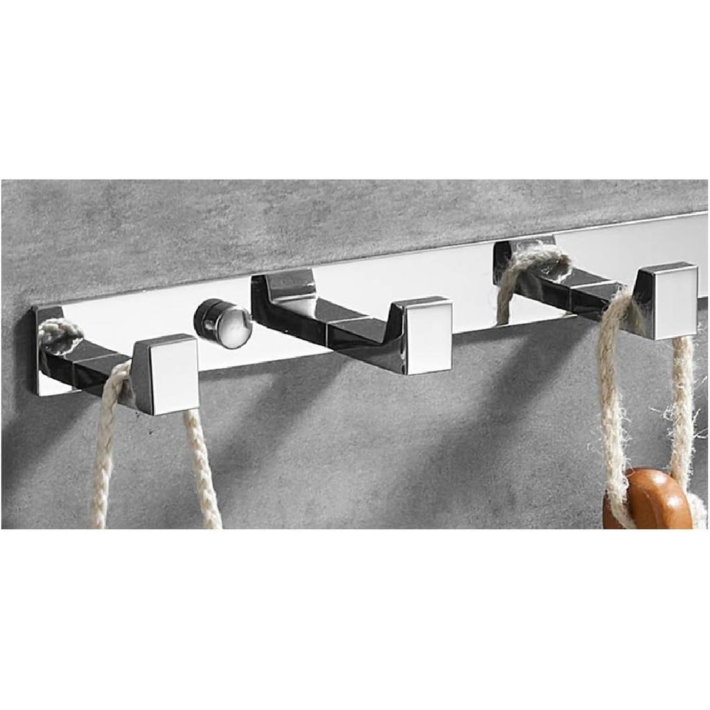 Brass Chrome Coat Rack Wall Mounted with Hooks, Modern Heavy Duty Coat Hook Rail, Robe and Towel Hooks Rack for Bathroom, Entryway, Mudroom, Hats