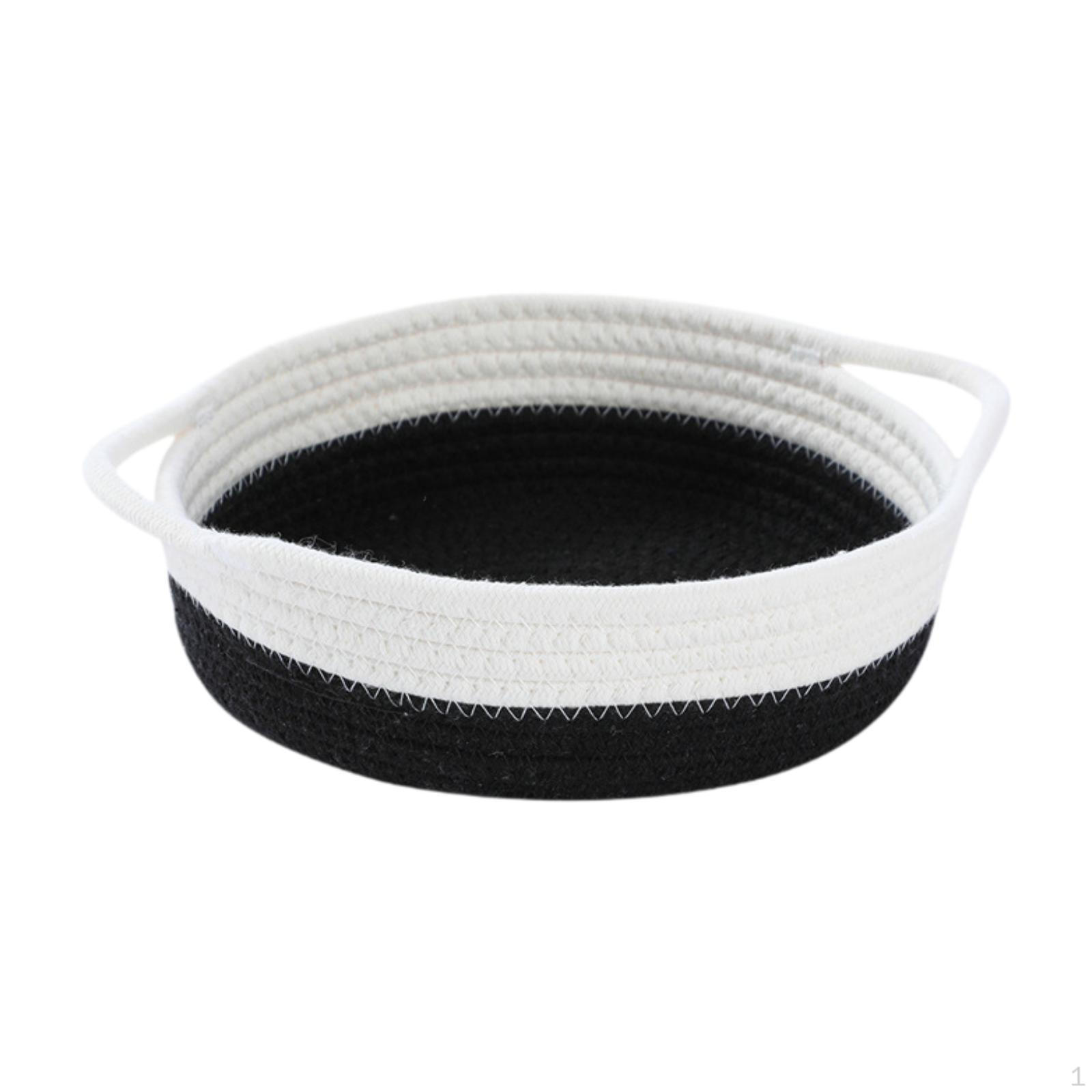 Cotton Rope Basket Small Woven Basket, Sturdy ,Storage Organizer,Decorative,Baby Gift for black