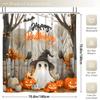 Hot 4Pcs Halloween Shower Curtain Set with 12 Hooks & Toilet Mat, Spooky Bat Ghost Print Waterproof Bathroom Decor for Housewarming